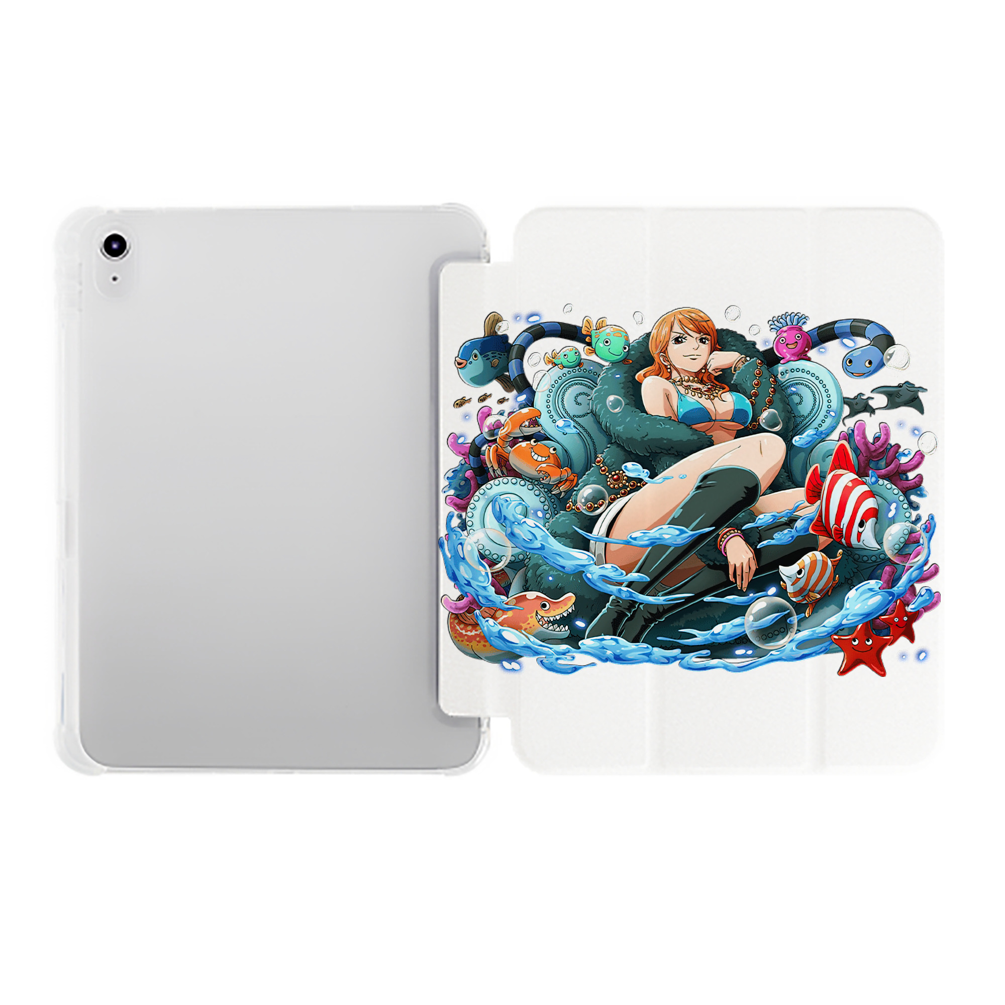 （画像用） ワンピース ナミ ONE PIECE Nami IPad ケース ペン収納付き 三つ折りスタンド PUレザー×シリコン 対応機種9.5/10.5/10.9インチ